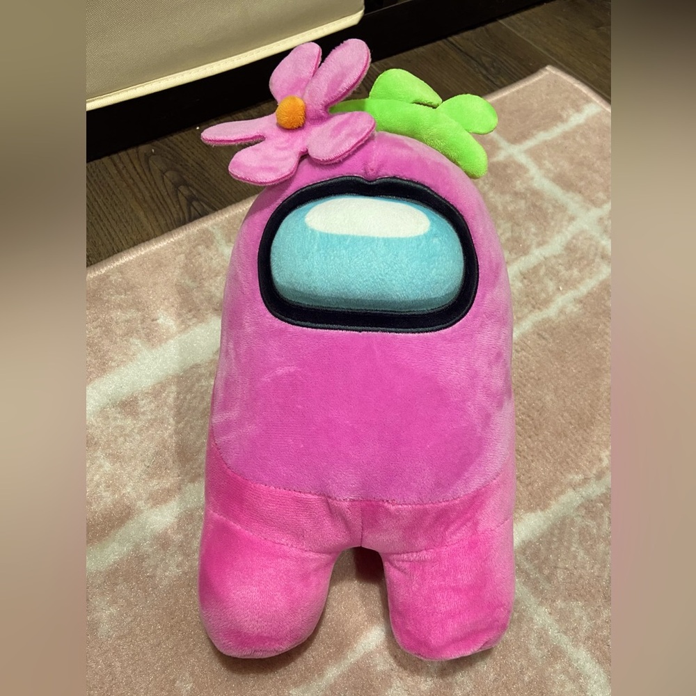 Toikido AMONG US Pink with Flower Stuffed 12" Plush Stuffed Animals Toys